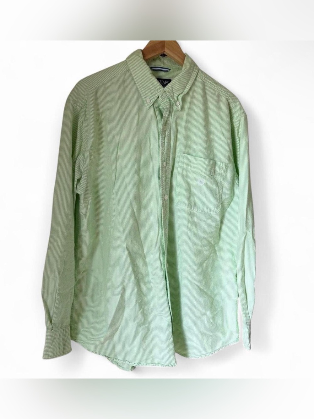 Chaps Striped Nautical Fisherman 100% Cotton Button Down Shirt